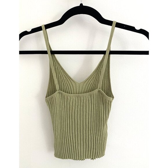 Misha & Puff Pima Cotton Ribbed Knit Tank – Sage Green, Size S - Picture 2 of 5